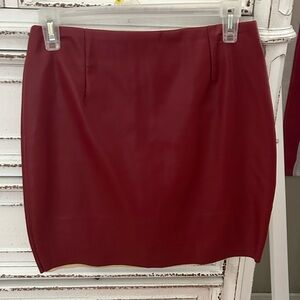 Women's Red Faux Leather Mini Skirt